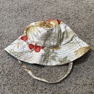 Baby‎ Bucket Hat Cap Bonnet with Chin Strap Hawaiian Floral Aloha reversible